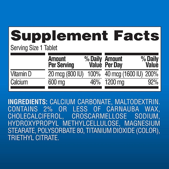 Member's Mark Calcium with Vitamin D3 Tablets, 600 ct. - Image 3