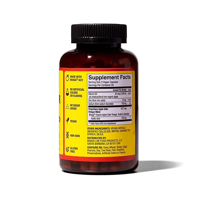 Bragg Apple Cider Vinegar Supplement Capsules, 180 ct. - Image 4