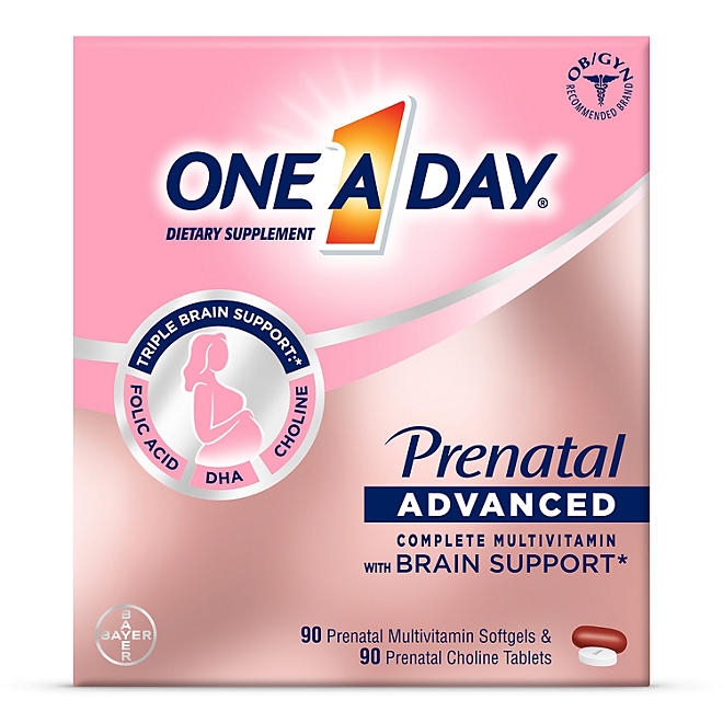 One A Day Women's Prenatal Advanced Mulitvitamins Softgels & Prenatal Choline Tablets 2 pk., 90 ct. - Image 2