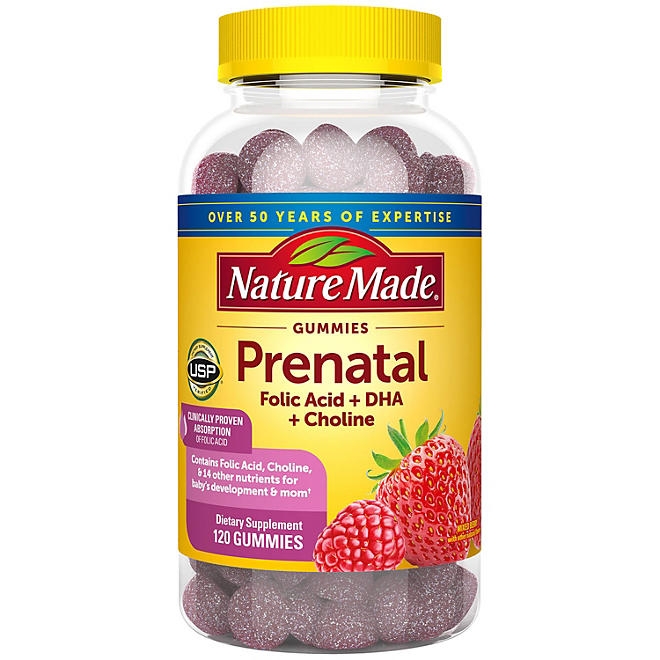 Nature Made Prenatal Folic Acid + DHA + Choline Gummies, 120 ct. - Image 2