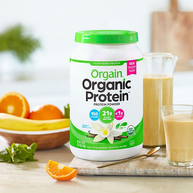 Orgain Organic 21g Plant-Based Protein Powder, Vanilla Bean 2.74 lbs. - Image 7