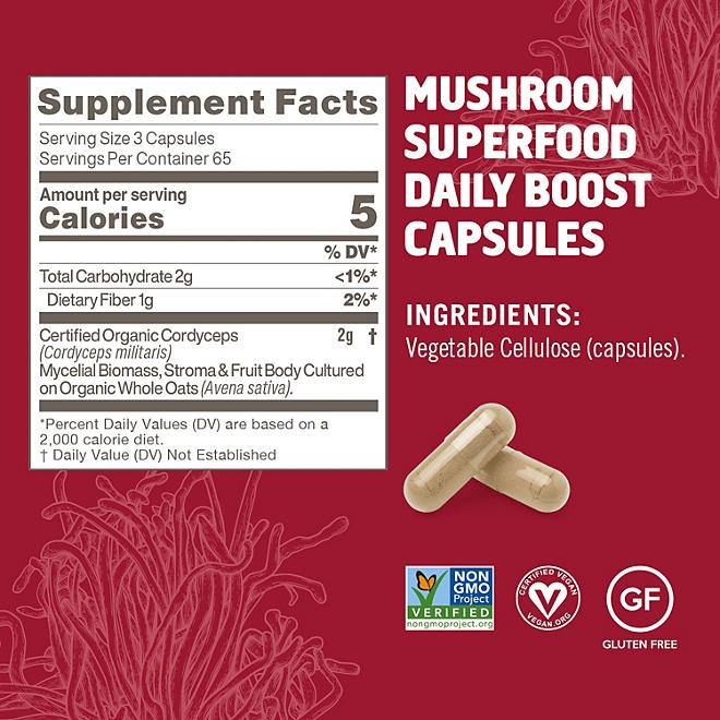Om Mushrooms Cordyceps Capsules, 195 ct. - Image 6