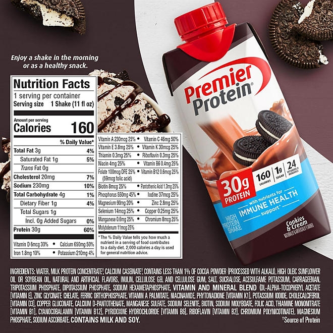 Premier Protein 30g High Protein Shake, Cookies and Cream, 11 fl. oz., 15 pk. - Image 6