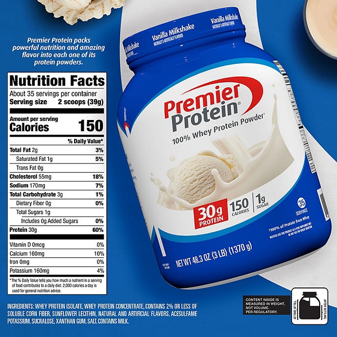 Premier Protein 30g High Protein Powder, Vanilla Milkshake, 3 lbs. - Image 5