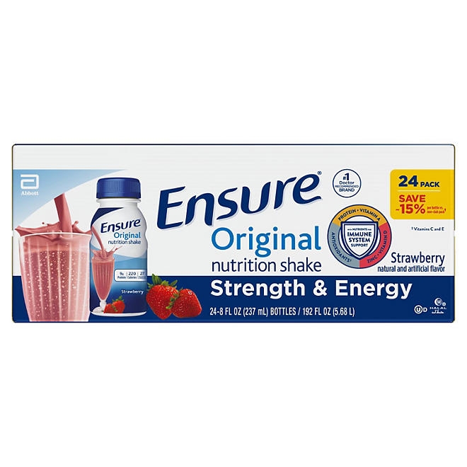 Ensure Original Nutrition Shake, Strawberry 8 fl. oz., 24 ct. - Image 2