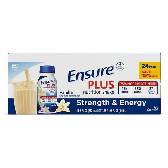 Ensure Plus Nutrition Shake, Small Meal Replacement Shake, Vanilla 8 fl. oz., 24 ct. - Image 2