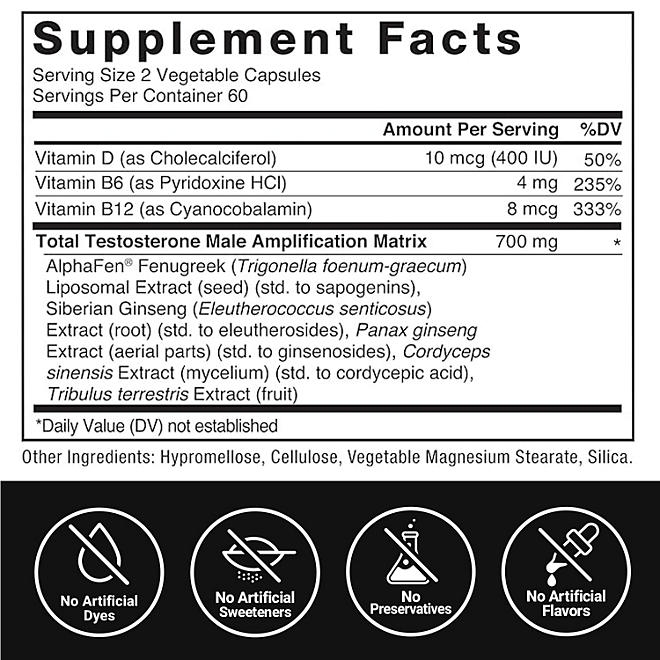 Force Factor Test X180 Legend Testosterone Booster Capsules 120 ct. - Image 3