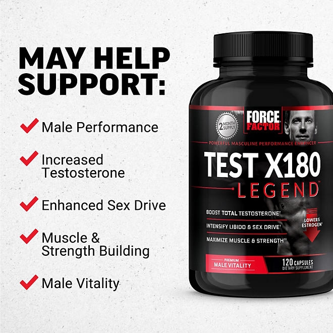 Force Factor Test X180 Legend Testosterone Booster Capsules 120 ct. - Image 5