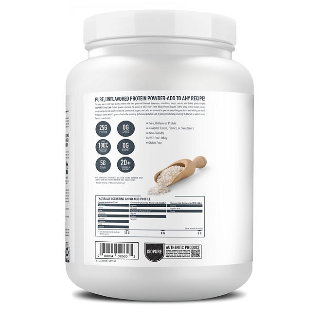 ISOPURE Whey Protein Isolate, Unflavored, 1.55 lbs. - Image 4