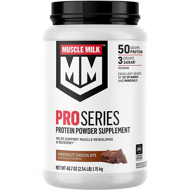 Muscle Milk Pro Series 50g Whey Protein Powder, Knockout Chocolate 2.54 lbs. - Image 2