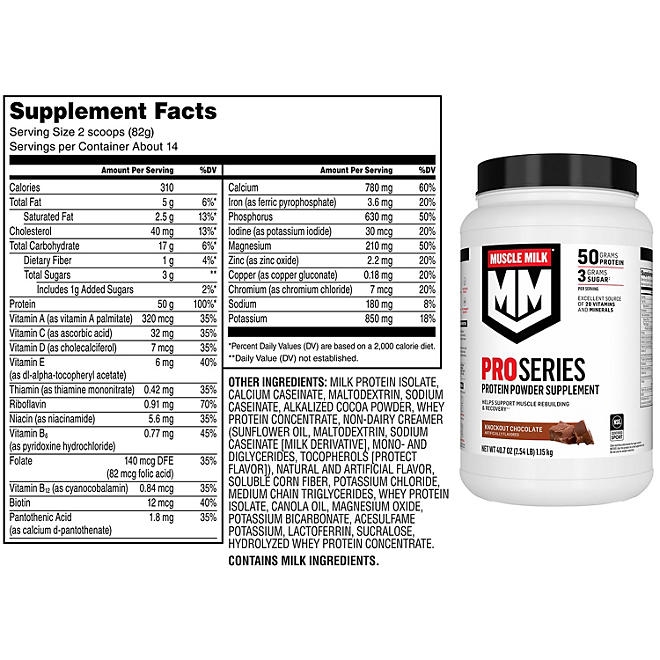 Muscle Milk Pro Series 50g Whey Protein Powder, Knockout Chocolate 2.54 lbs. - Image 3