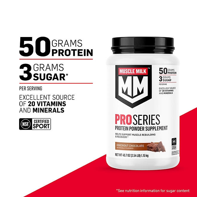 Muscle Milk Pro Series 50g Whey Protein Powder, Knockout Chocolate 2.54 lbs. - Image 8