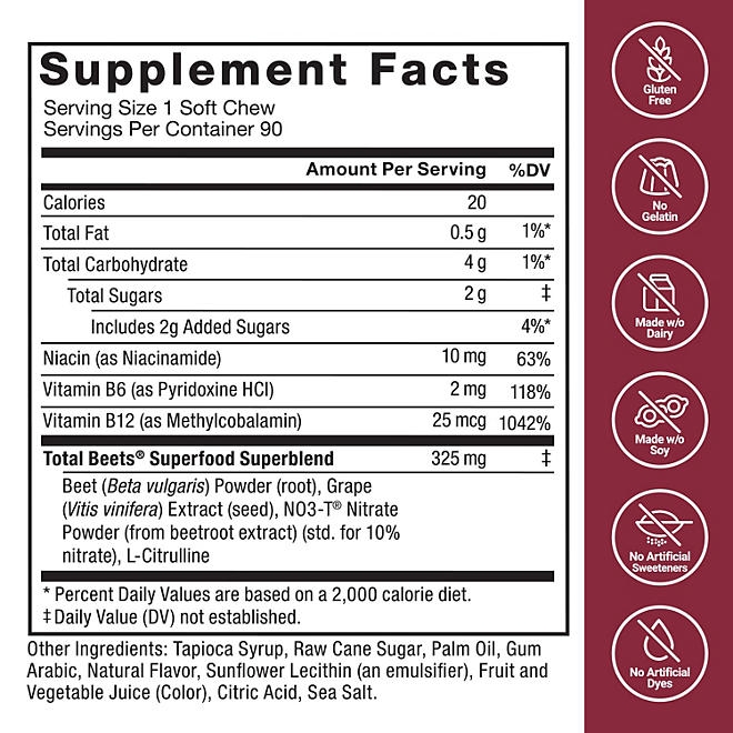 Force Factor Total Beets Soft Chews, Açai Berry, 90 ct. - Image 3