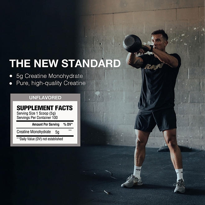 RAW Nutrition Creatine Monohydrate Powder, Unflavored, 510g 100 Servings - Image 5