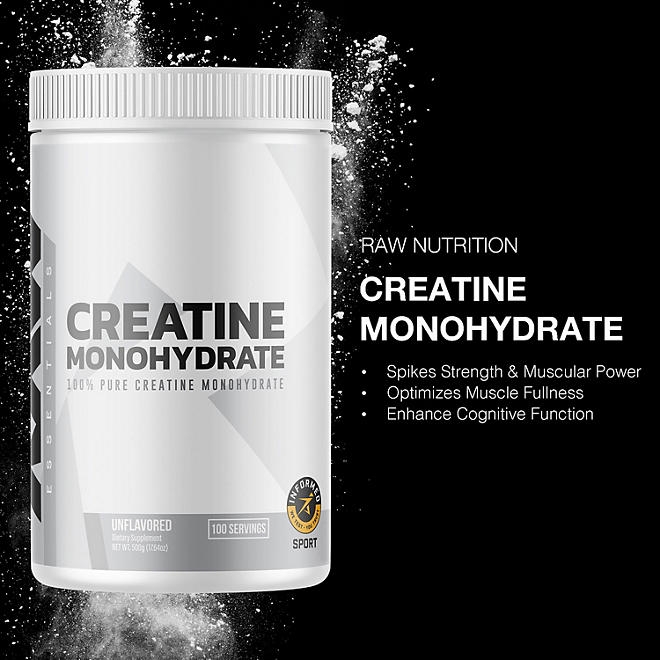 RAW Nutrition Creatine Monohydrate Powder, Unflavored, 510g 100 Servings - Image 6