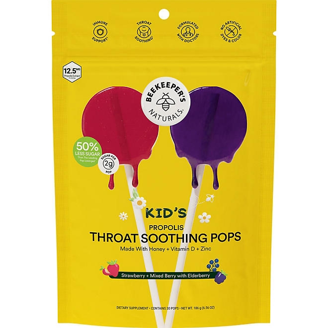 BeeKeeper's Naturals Kid's Propolis Throat Soothing Pops, 30 ct. - Image 2