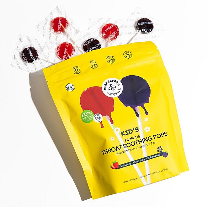 BeeKeeper's Naturals Kid's Propolis Throat Soothing Pops, 30 ct. - Image 4