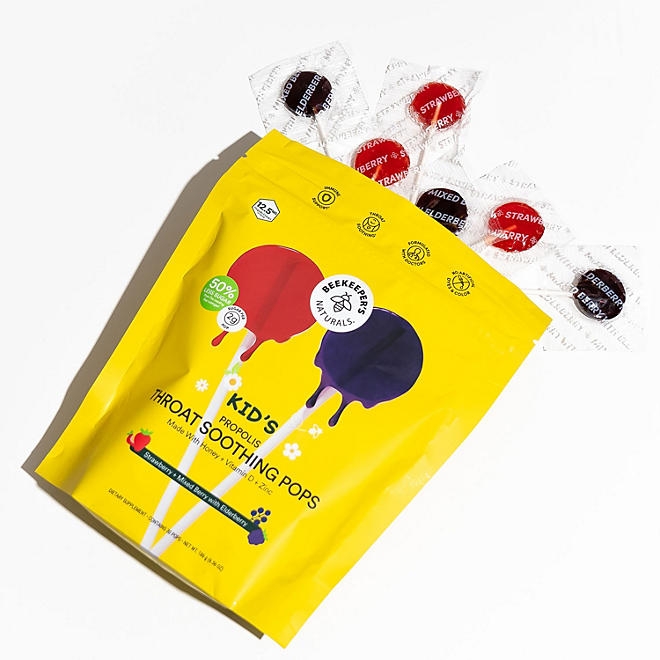 BeeKeeper's Naturals Kid's Propolis Throat Soothing Pops, 30 ct. - Image 8