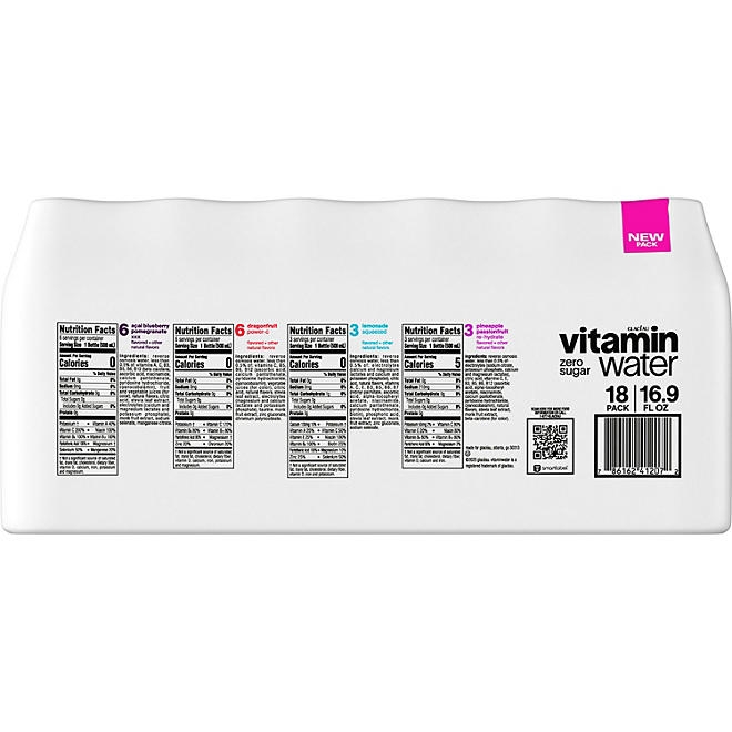 Glaceau Vitaminwater Zero Variety Pack Nutrient Enhanced Water 16.9 fl. oz., 18 pk. - Image 7