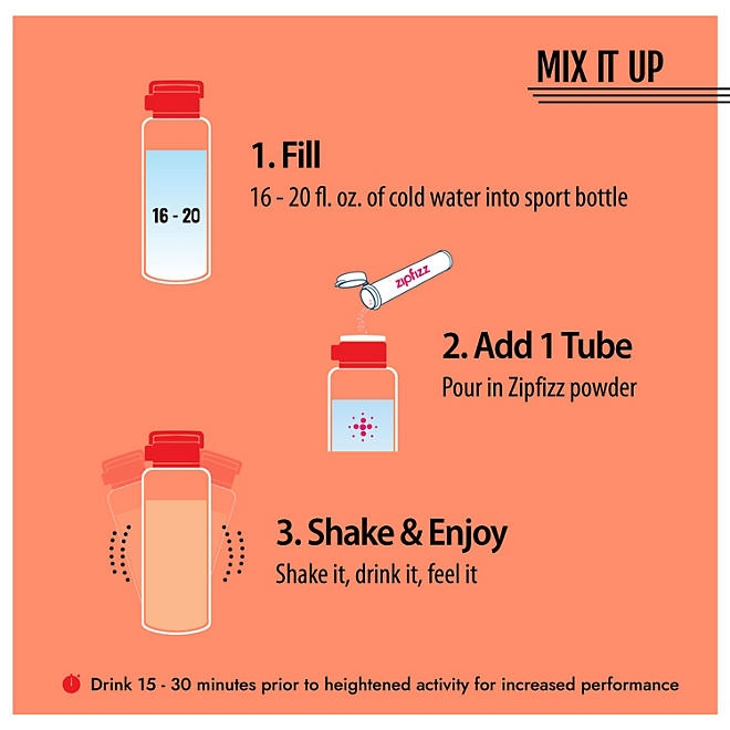 Zipfizz Energy Multi-Vitamin Hydration Drink Mix, Peach Mango, 20 ct. - Image 7