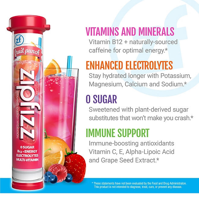Zipfizz Energy Multi-Vitamin Hydration Drink Mix, Fruit Punch, 20 ct. - Image 5