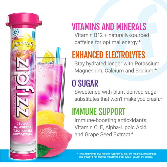Zipfizz Energy Multi-Vitamin Hydration Drink Mix, Pink Lemonade, 20 ct. - Image 5