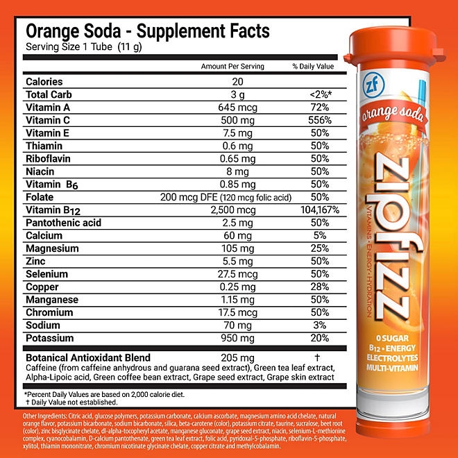 Zipfizz Energy Multi-Vitamin Hydration Drink Mix, Orange Soda, 20 ct. - Image 3