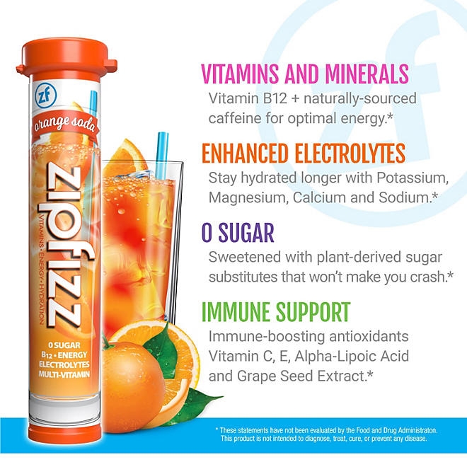 Zipfizz Energy Multi-Vitamin Hydration Drink Mix, Orange Soda, 20 ct. - Image 5