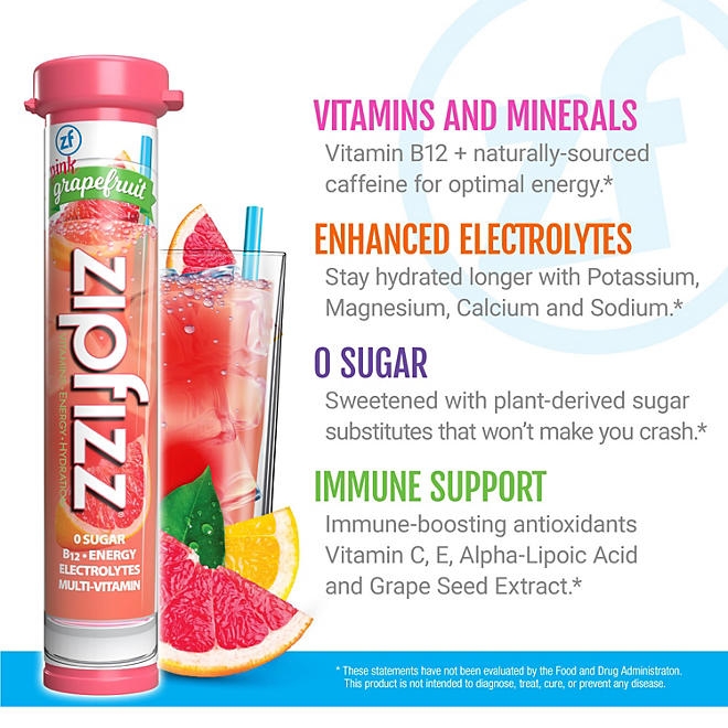 Zipfizz Energy Multi-Vitamin Hydration Drink Mix, Pink Grapefruit, 20 ct. - Image 5