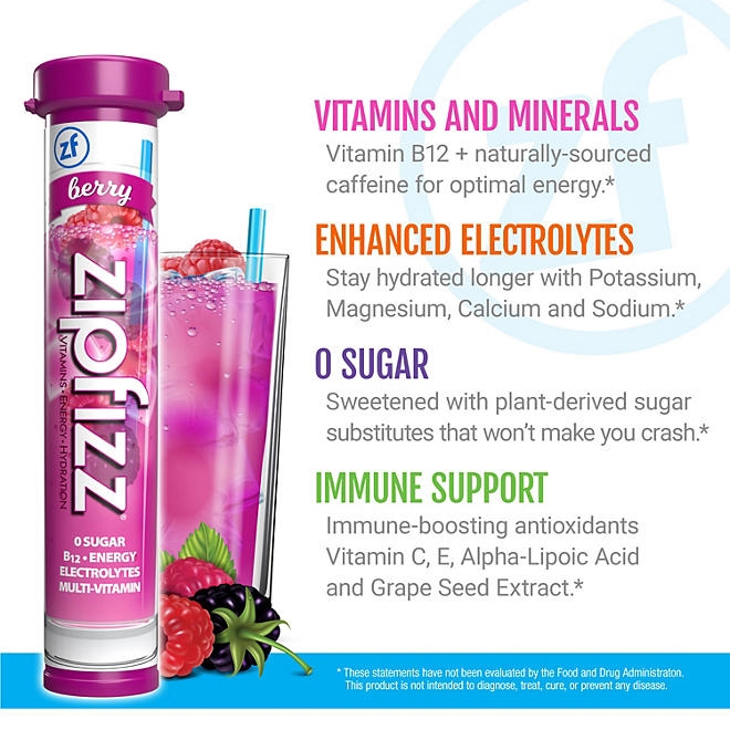 Zipfizz Energy Multi-Vitamin Hydration Drink Mix, Berry, 20 ct. - Image 6