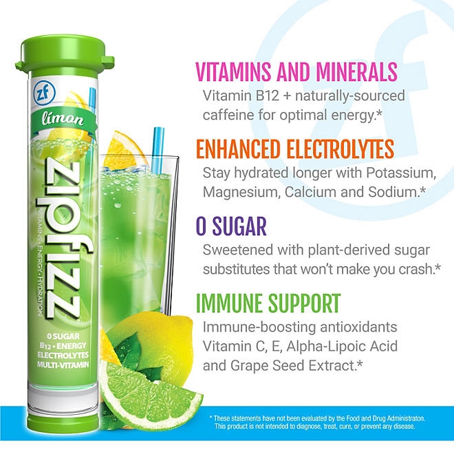 Zipfizz Energy Multi-Vitamin Hydration Drink Mix, Limon, 20 ct. - Image 5
