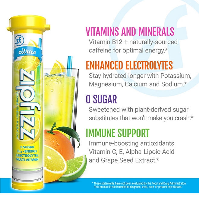 Zipfizz Energy Multi-Vitamin Hydration Drink Mix, Citrus, 20 ct. - Image 5