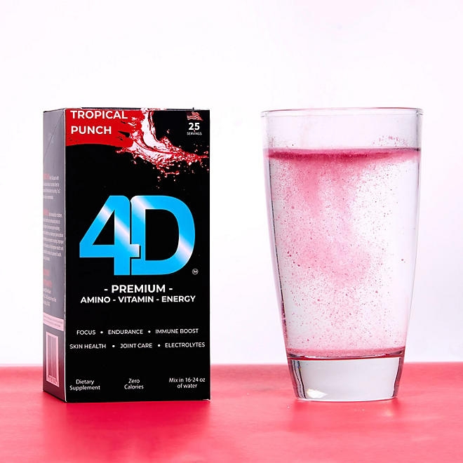 4D Clean Energy Premium Dietary Supplement, Tropical Fruit Punch, 25 ct. - Image 2