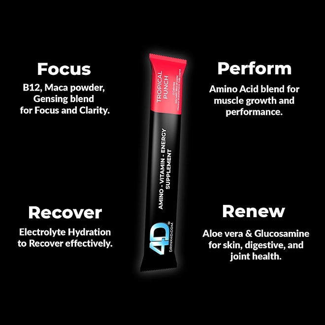 4D Clean Energy Premium Dietary Supplement, Tropical Fruit Punch, 25 ct. - Image 5