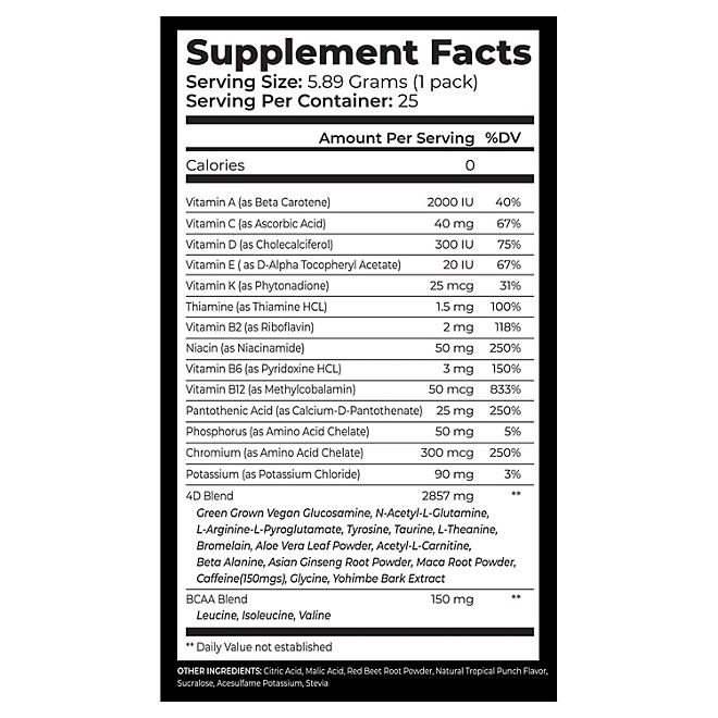 4D Clean Energy Premium Dietary Supplement, Tropical Fruit Punch, 25 ct. - Image 6