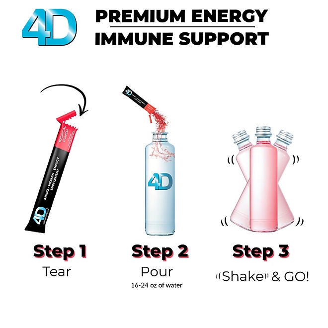 4D Clean Energy Premium Dietary Supplement, Tropical Fruit Punch, 25 ct. - Image 7