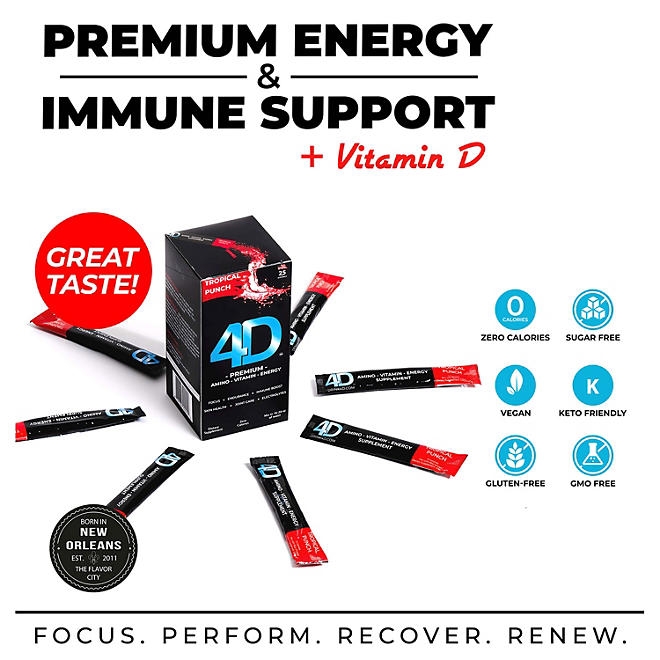 4D Clean Energy Premium Dietary Supplement, Tropical Fruit Punch, 25 ct. - Image 8