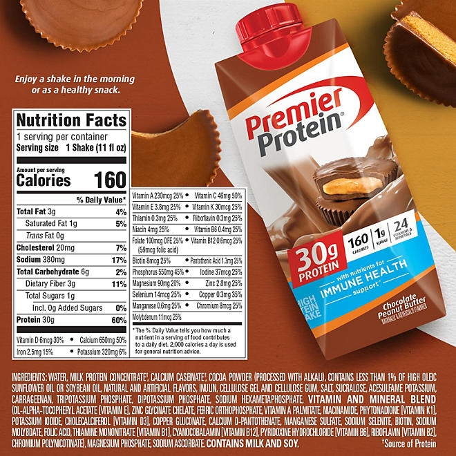 Premier Protein 30g High Protein Shake, Chocolate Peanut Butter, 11 fl. oz., 15 pk. - Image 3