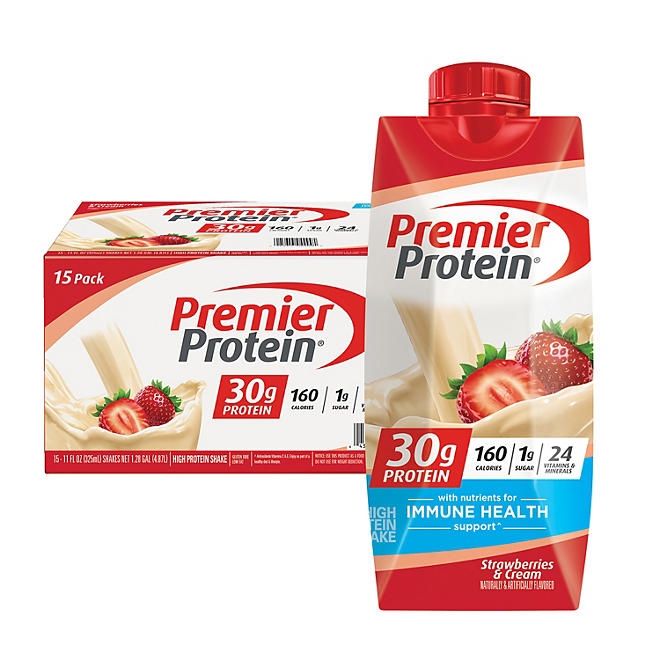 Premier Protein 30g High Protein Shake, Strawberries & Cream 11 fl. oz., 15 pk. - Image 2