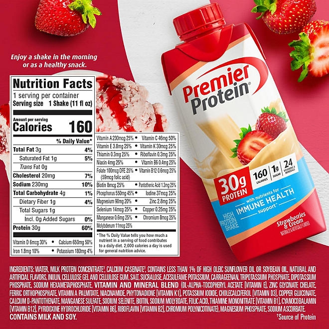 Premier Protein 30g High Protein Shake, Strawberries & Cream 11 fl. oz., 15 pk. - Image 3