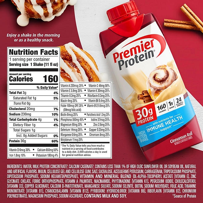 Premier Protein 30g High Protein Shake, Cinnamon Roll 11 fl. oz., 15 pk. - Image 6