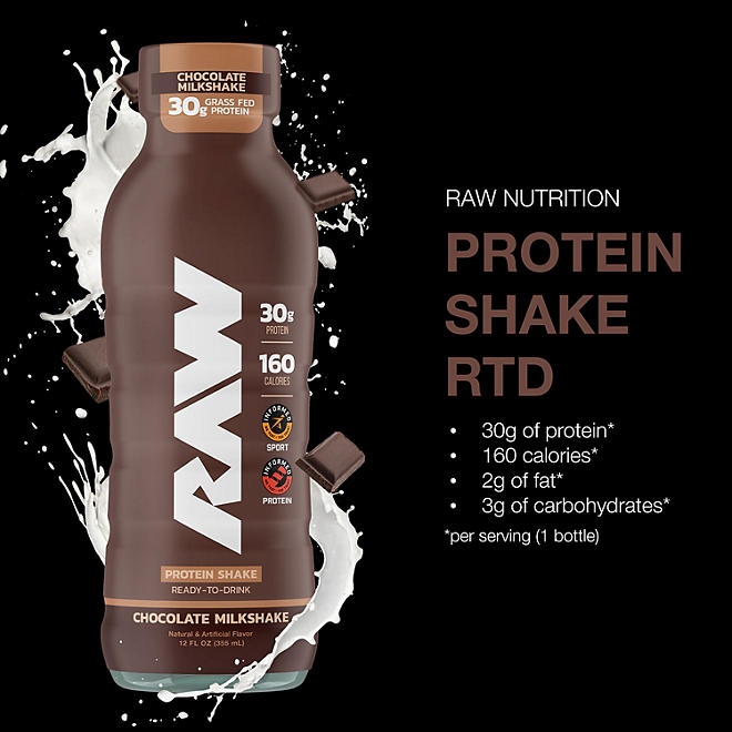 RAW Protein 30g Protein Shake, Chocolate, 12 ct. - Image 3