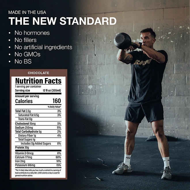 RAW Protein 30g Protein Shake, Chocolate, 12 ct. - Image 4
