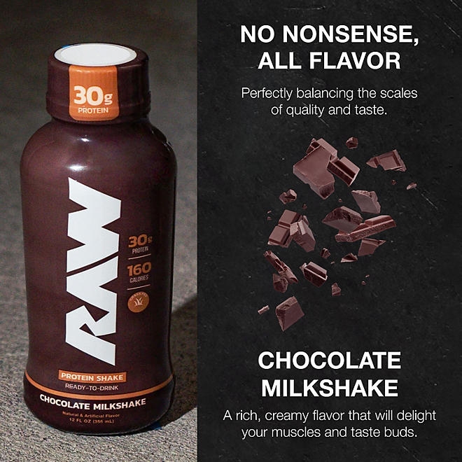 RAW Protein 30g Protein Shake, Chocolate, 12 ct. - Image 6