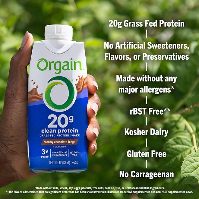 Orgain 20g Clean Protein Grass Fed Shake, Creamy Chocolate Fudge 11 fl. oz., 12 pk. - Image 7