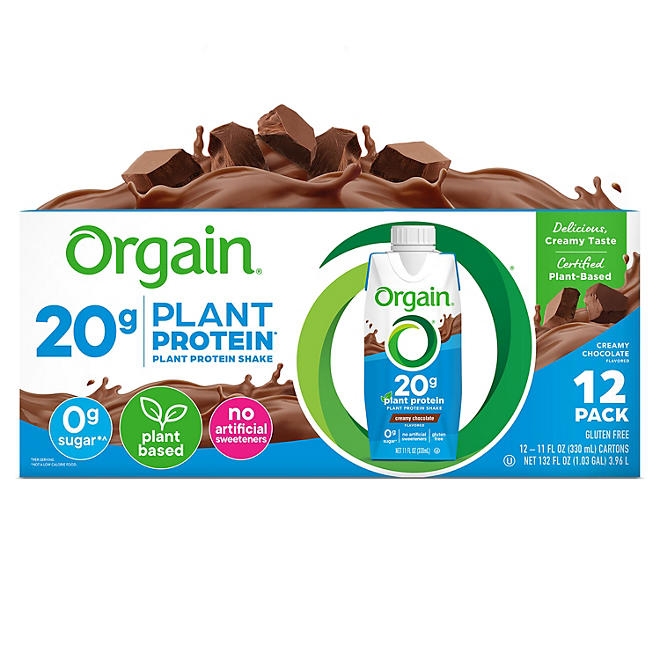 Orgain 20g Plant Based Protein Shake, Chocolate 11 fl. oz. 12 pk. - Image 2