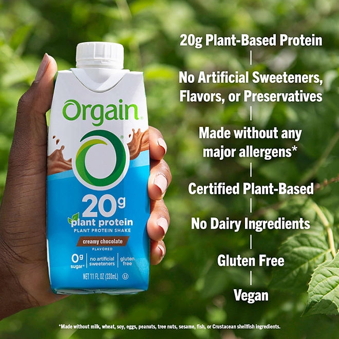 Orgain 20g Plant Based Protein Shake, Chocolate 11 fl. oz. 12 pk. - Image 6