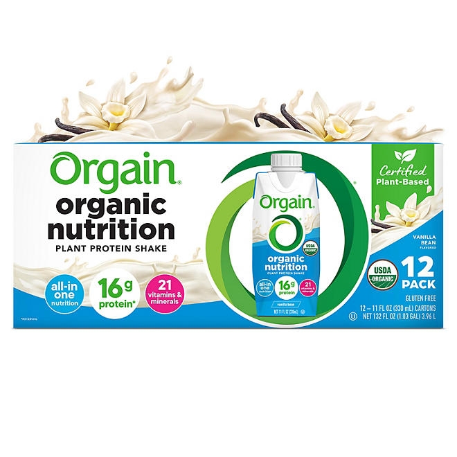 Orgain Organic Nutrition 16g Vegan Plant Based Protein Shake, Vanilla Bean 11 fl. oz., 12 ct. - Image 2