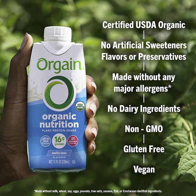 Orgain Organic Nutrition 16g Vegan Plant Based Protein Shake, Vanilla Bean 11 fl. oz., 12 ct. - Image 6