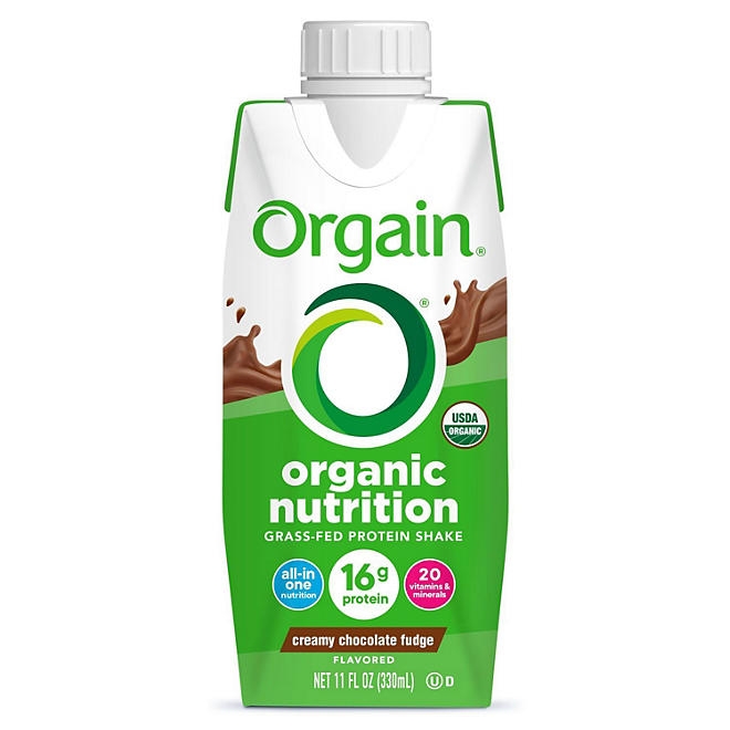 Orgain Organic Nutrition 16g Grass-Fed Protein Shake, Creamy Chocolate Fudge, 11 fl. oz., 12 pk. - Image 4